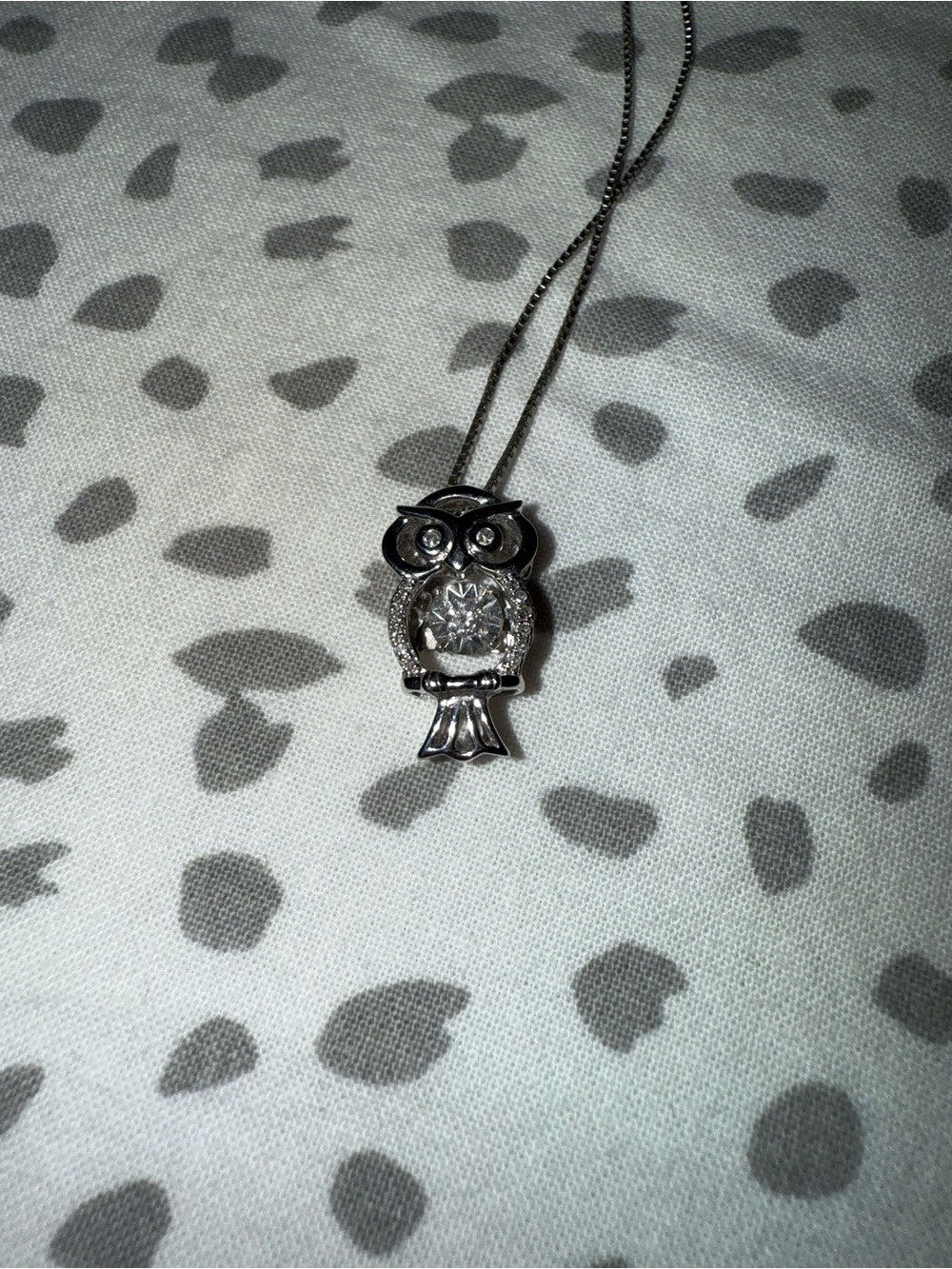 925 Sterling Silver Owl Pendant Necklace - Sparkling Crystal Accent